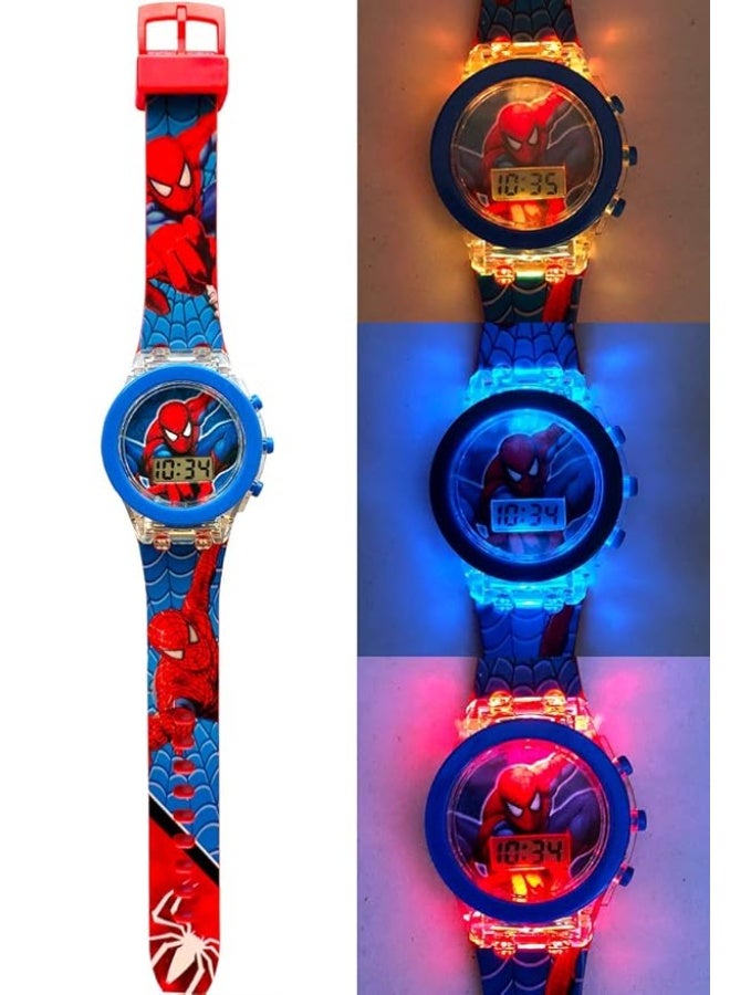 aeen Spider-Man 3D Cartoon LED Light Kids Watch for Girls & Boys – Multicolour Silicone Strap Analog Wrist Watch for Children - Image 1
